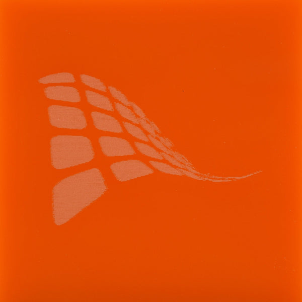 Burnt orange cast acrylic sheet, 1/8 inch 3mm, with laser engraved test pattern