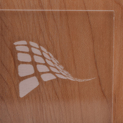 Clear cast acrylic sheet, 1/8 inch 3mm, with laser engraved test pattern