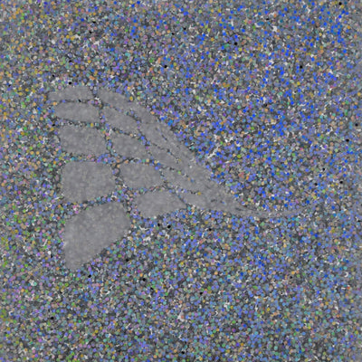 Holographic glitter cast acrylic sheet, 1/8 inch 3mm, with laser engraved test pattern