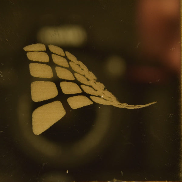 Gold mirror cast acrylic sheet, 1/8 inch 3mm, with laser engraved test pattern